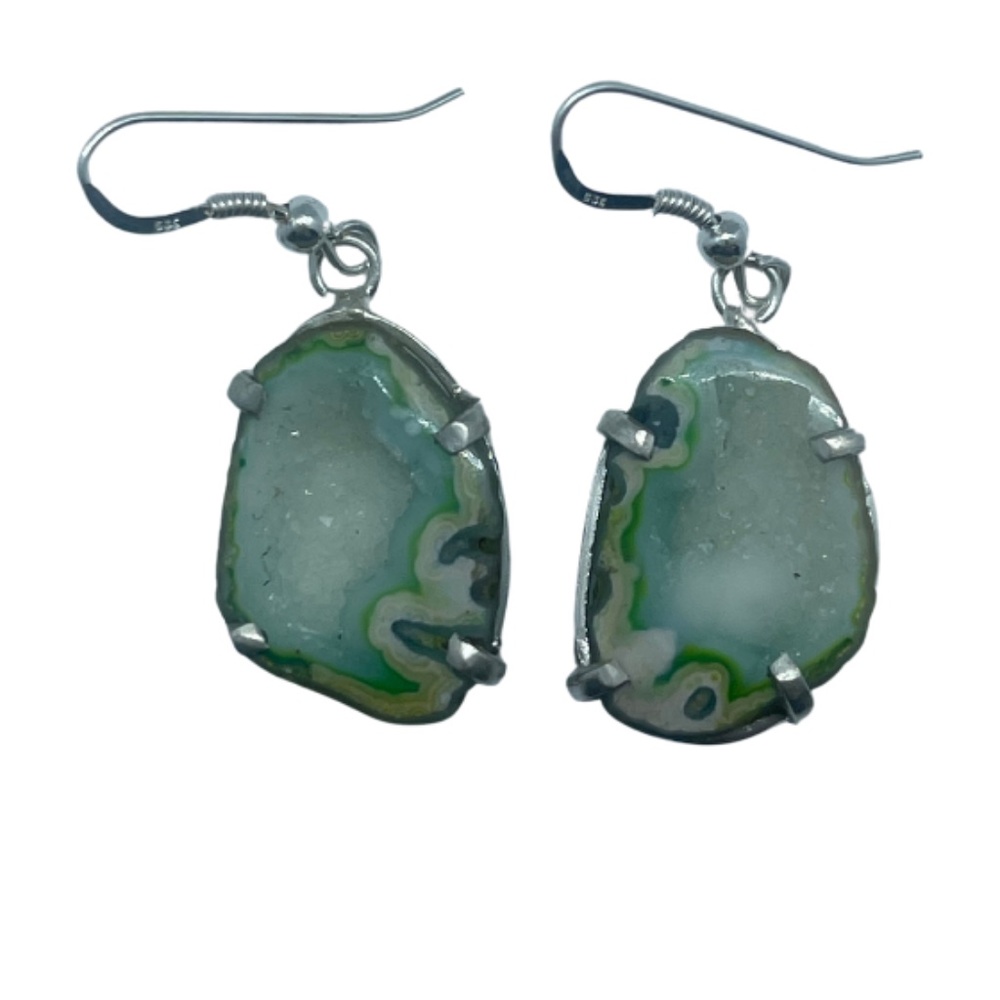 Green Druzy Earrings